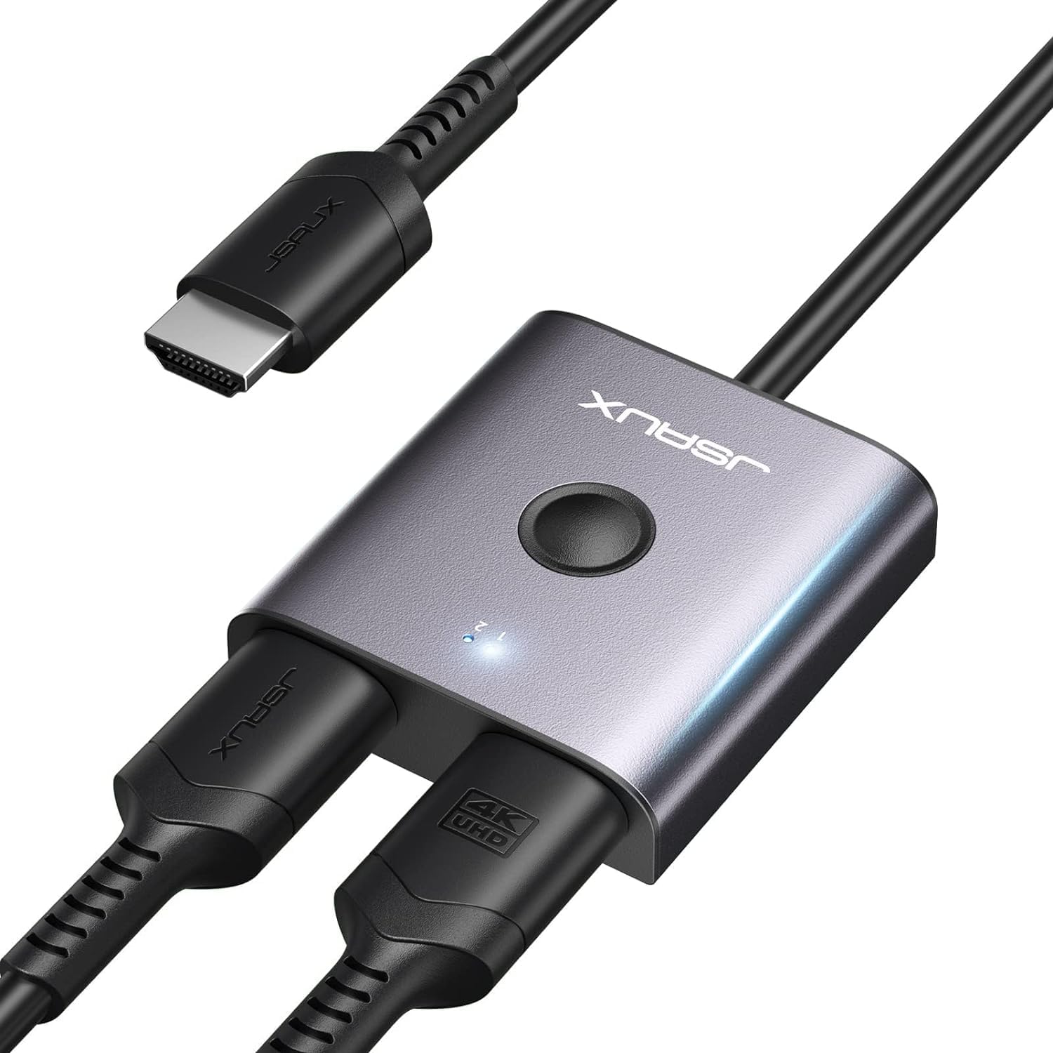 JSAUX HDMI Splitter 1 In 2 Out, 【with 1.3FT HDMI Cable】4K 60Hz Aluminum Bi-Directional HDMI Switch 1 In 2 Out / 2 In 1 Out Support 4K 3D for Blu-Ray Player, Roku, TV Stick, Nintendo Switch, Xbox, PS4, HDTV, Monitor, Projector JSAUX HDMI Splitter 1 In 2 Out, 【with 1.3FT HDMI Cable】4K 60Hz Aluminum Bi-Directional HDMI Switch 1 In 2 Out / 2 In 1 Out Support 4K 3D for Blu-Ray Player, Roku, TV Stick, Nintendo Switch, Xbox, PS4, HDTV, Monitor, Projector